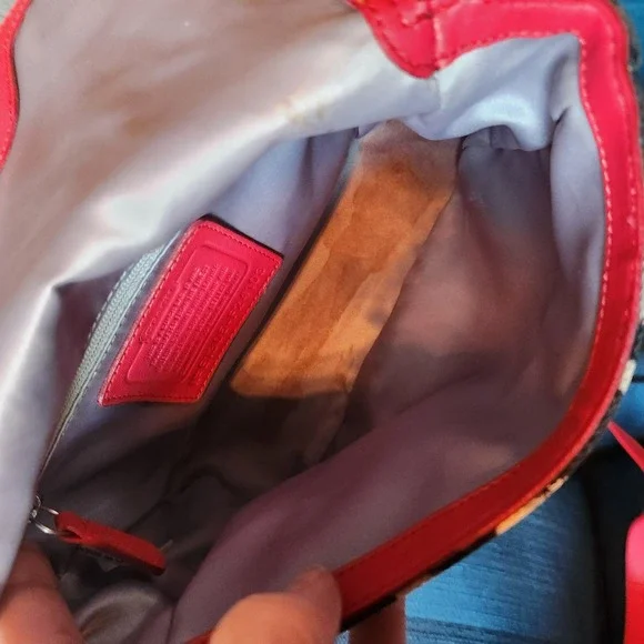 Coach Bag Ocelot Cloth + Red Leather, Animal Print, Crossbody RARE - Picture 3 of 11